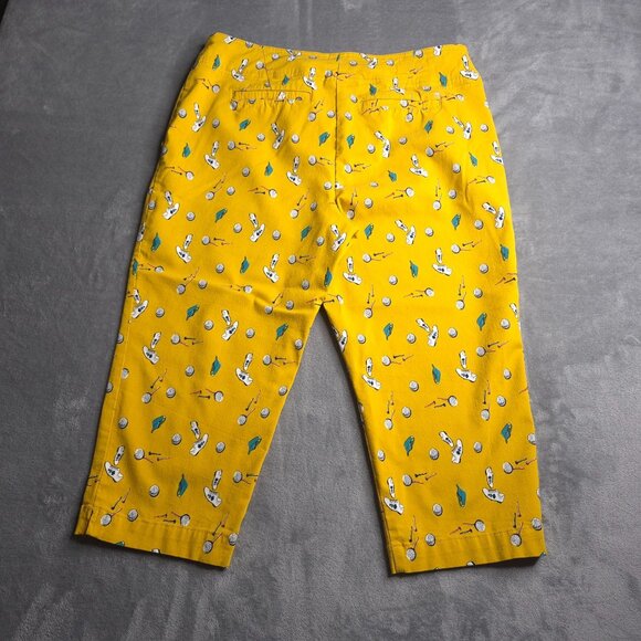 Izod Golf Womens Cropped Pants 12 Fun Golf Themed Print Mid Rise Stretch - Picture 2 of 7